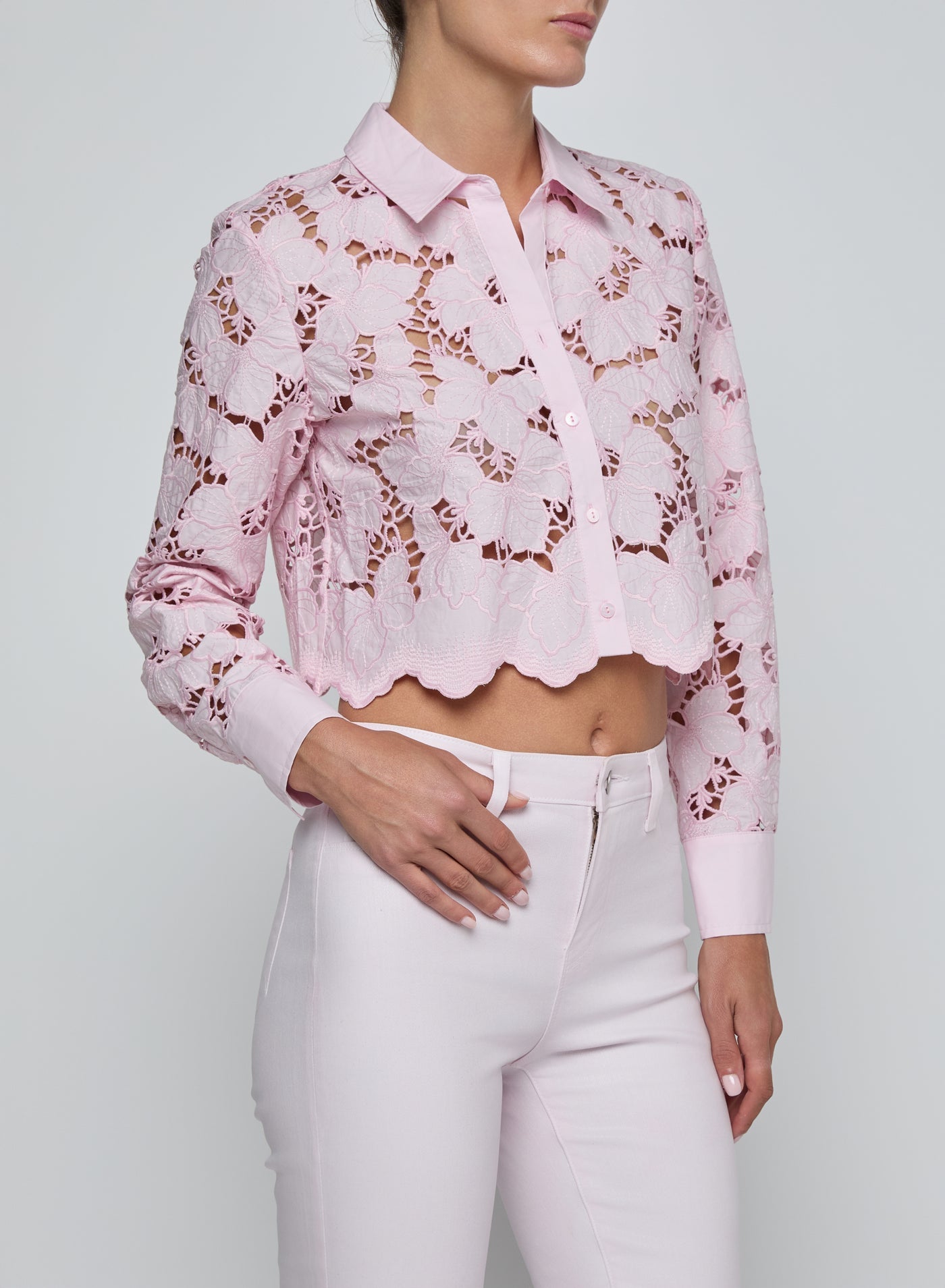 Blouse courte L'Agence Seychelle Pale Cameo Pink