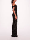 Marchesa Notte Organic Neckline off the shoulder Sequin Gown