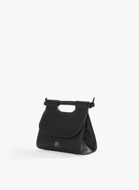 Cinzia Rocca Sac à bandoulière noir en cuir avec poignée intégrée et bandoulière - Noir