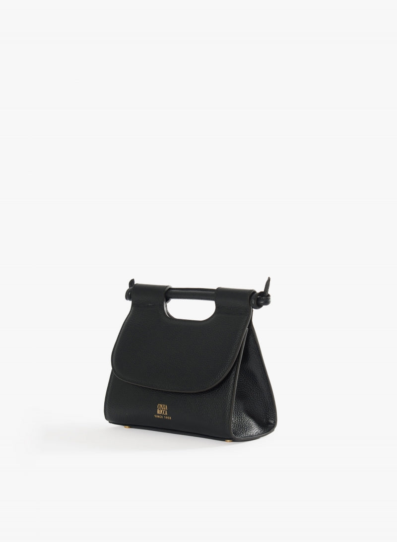 Cinzia Rocca Sac à bandoulière noir en cuir avec poignée intégrée et bandoulière - Noir