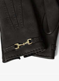 Cinzia Rocca Nappa Leather Gloves with Band and Hook Black