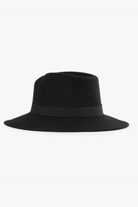 Cinzia Rocca Black Wool Felt Asymmetric Fedora Hat - Black