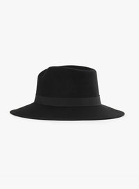 Cinzia Rocca Wool Fedora Hat With Fur-Like Effect - Black