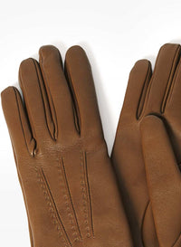 Cinzia Rocca Nappa Leather Gloves with Band and Hook Tobacco