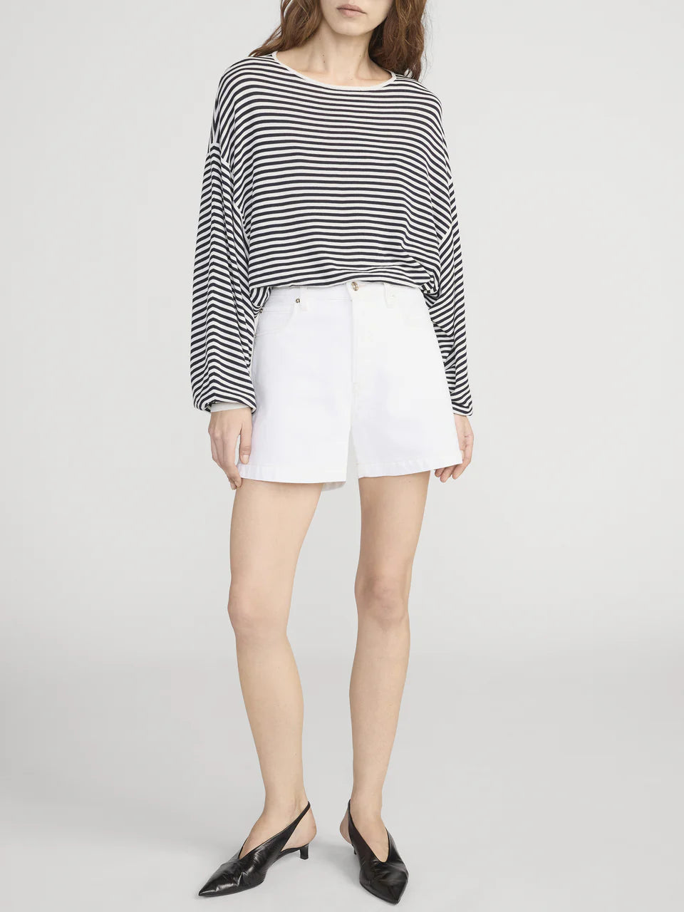 Frame The Striped Slouchy Sweater Cream Multi