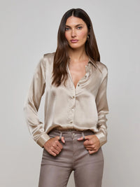 L'Agence Tyler Silk Blouse Smoke Gray