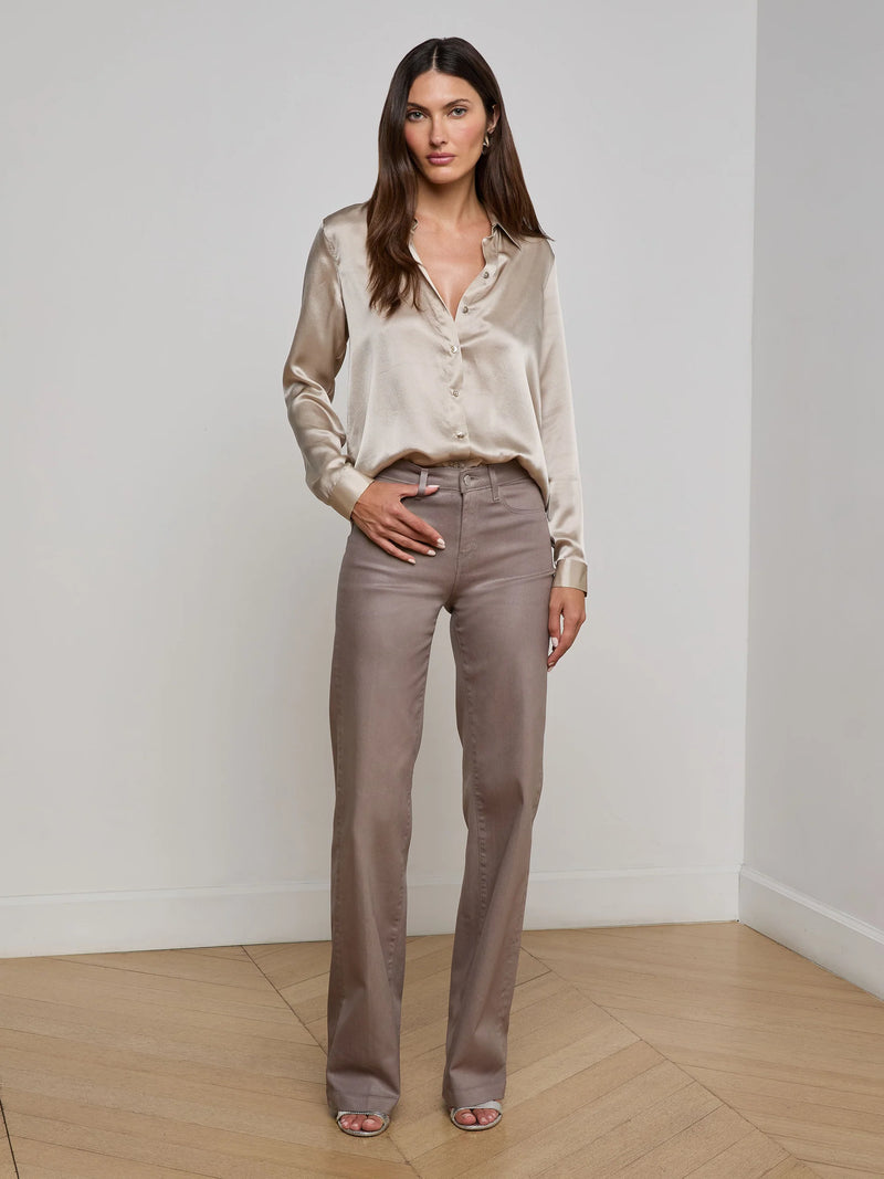 L'Agence Tyler Silk Blouse Smoke Gray