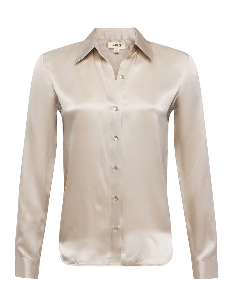 L'Agence Tyler Silk Blouse Smoke Gray