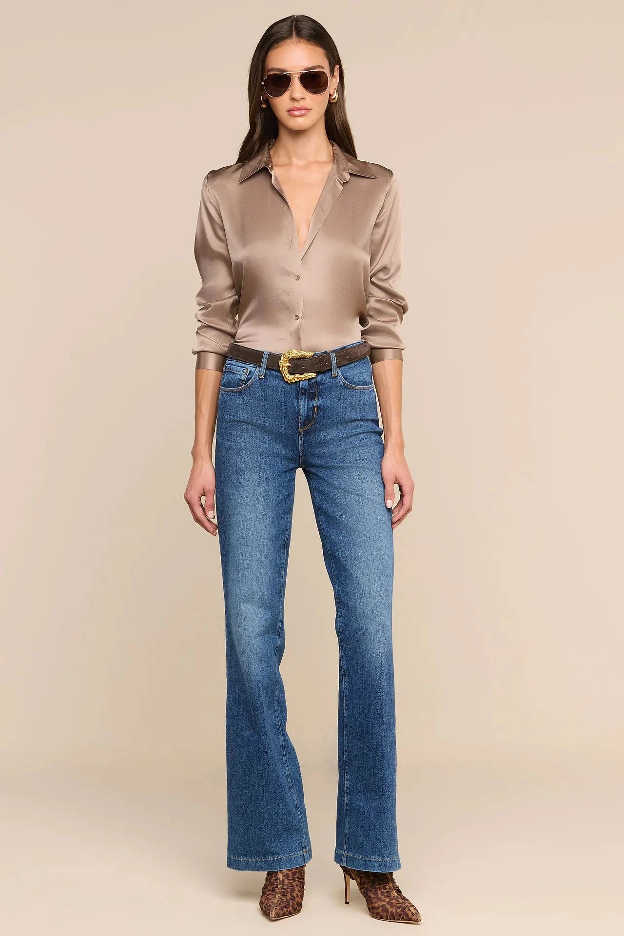 L'Agence Tyler Long-Sleeve Blouse - Light Cardamom