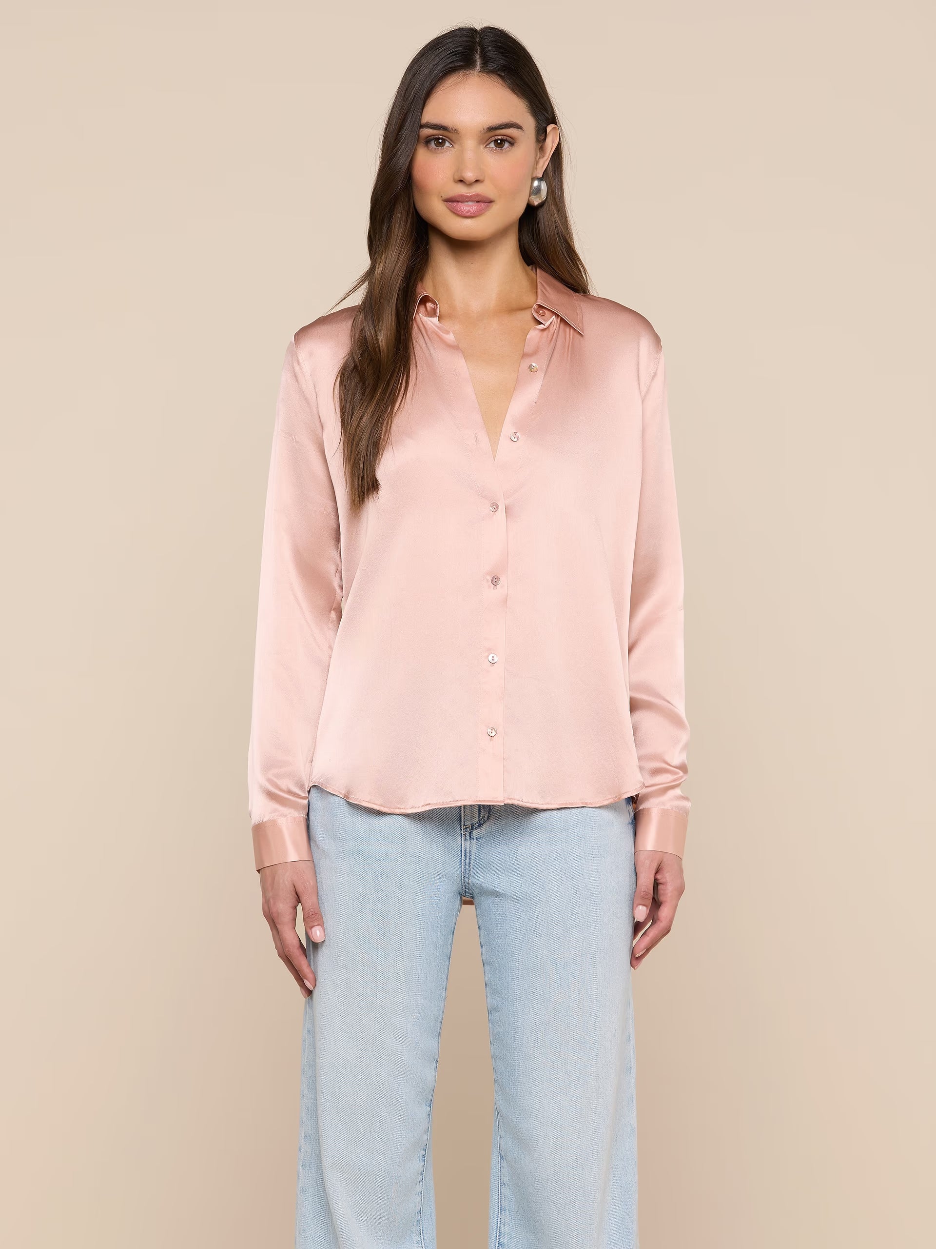 L'Agence Blouse en soie Tyler Misty Rose