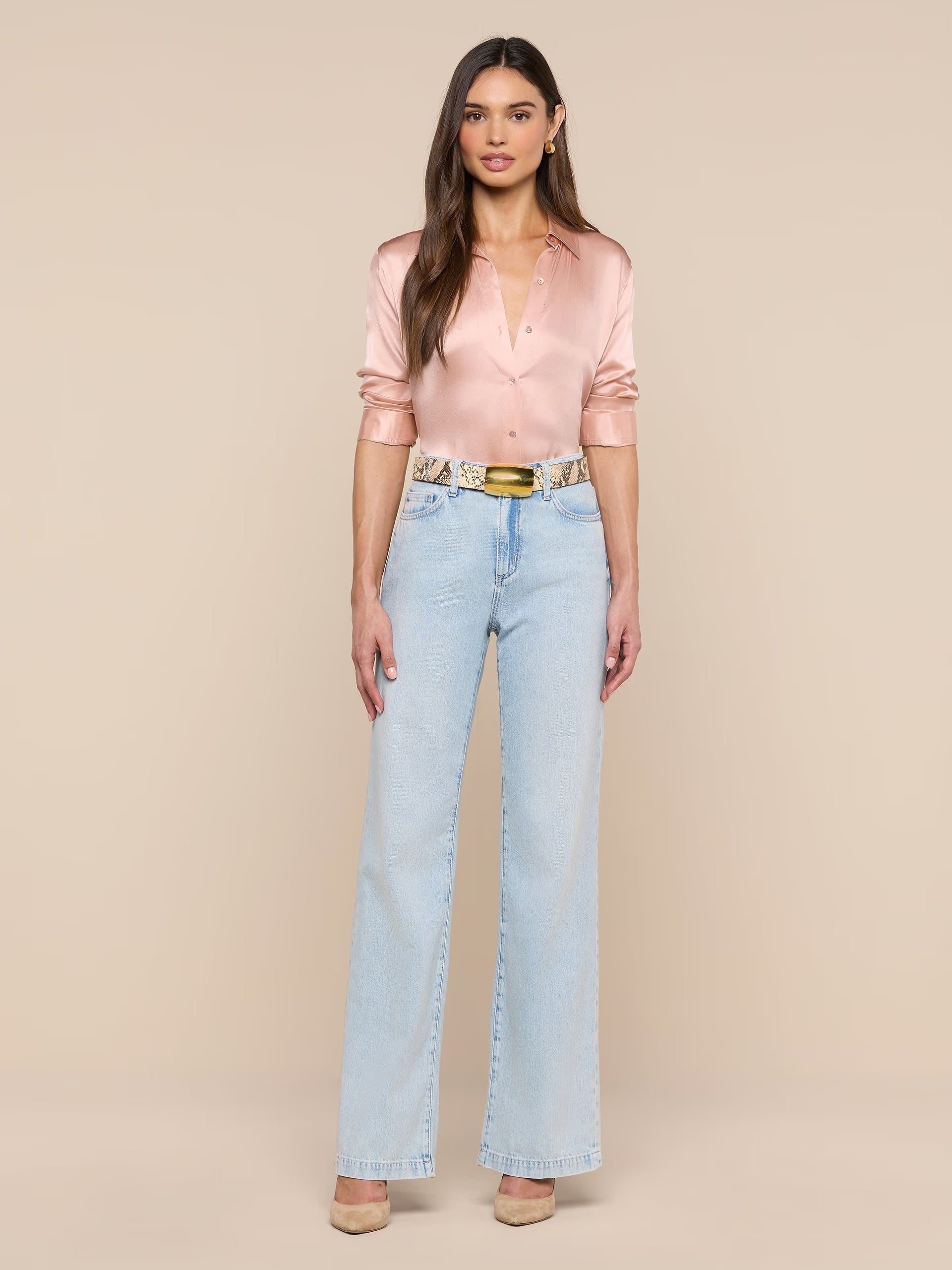 L'Agence Blouse en soie Tyler Misty Rose