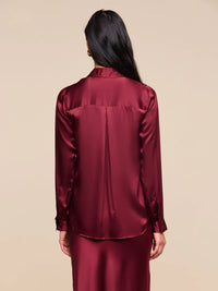 L'Agence Tyler Long-Sleeve Blouse Merlot Red