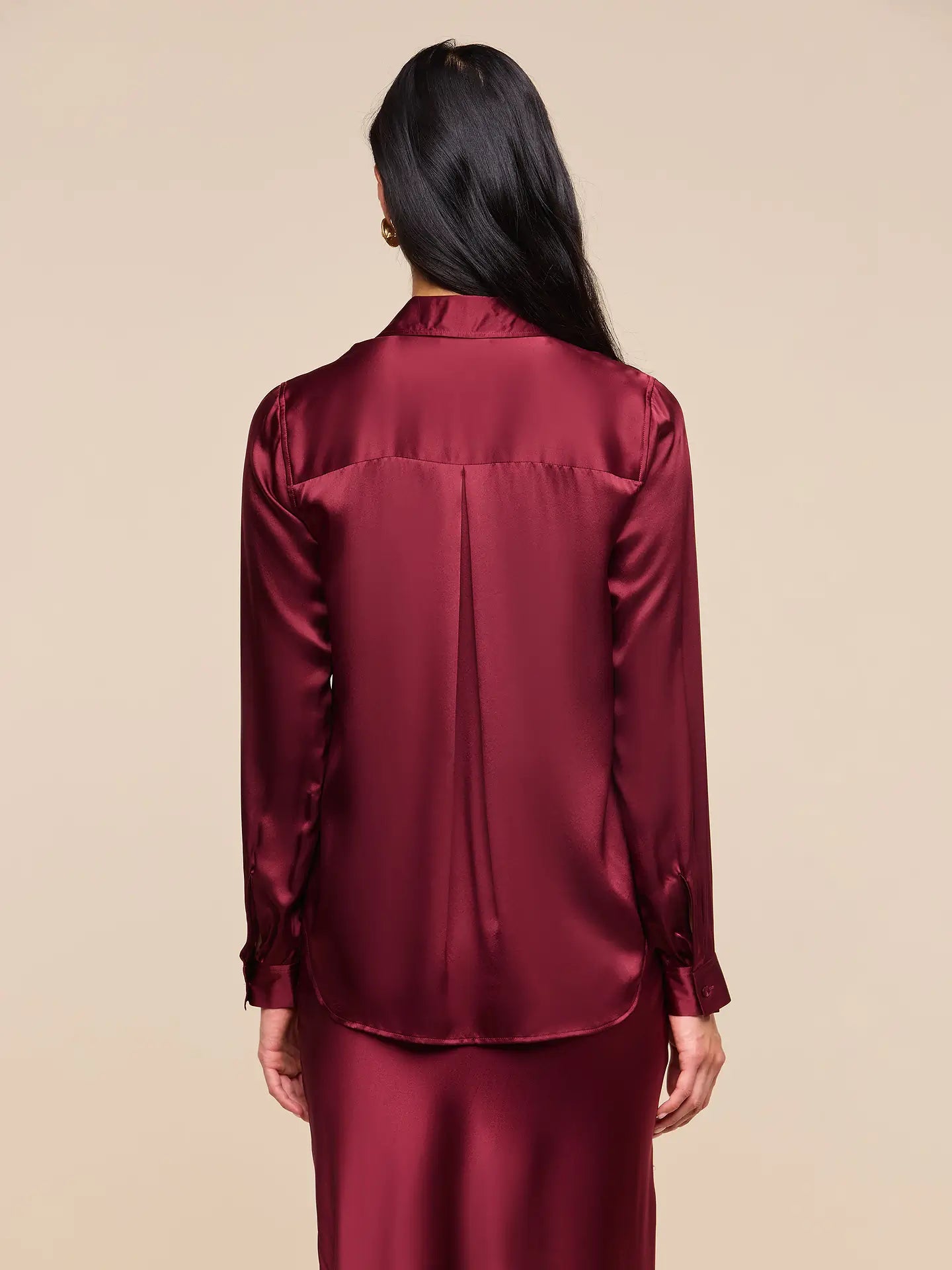 L'Agence Tyler Long-Sleeve Blouse Merlot Red