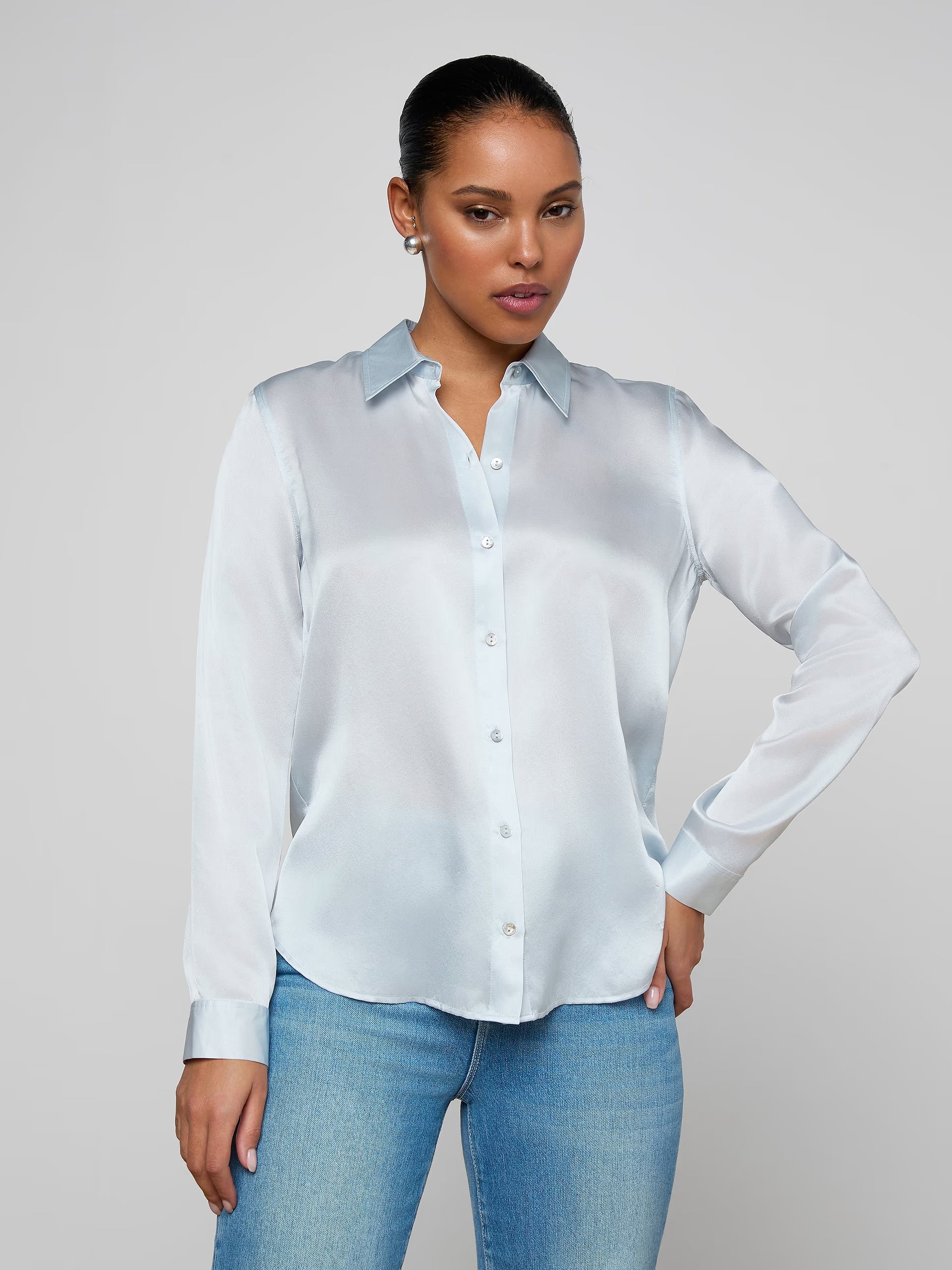 Blouse en soie Tyler L'Agence Bleu brume pâle