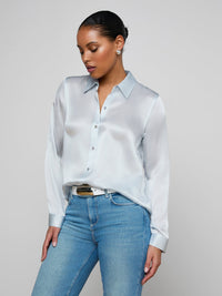 Blouse en soie Tyler L'Agence Bleu brume pâle