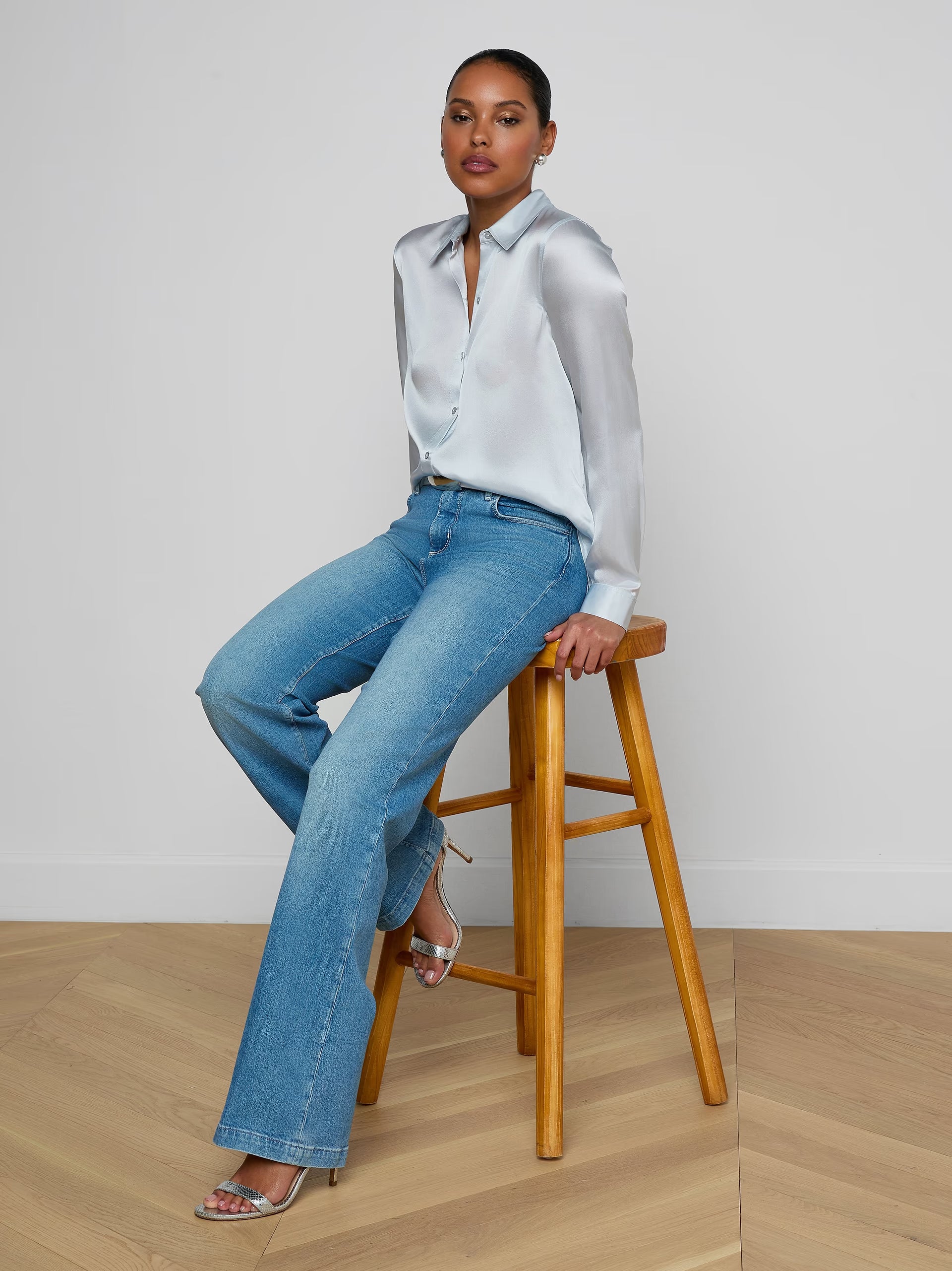 Blouse en soie Tyler L'Agence Bleu brume pâle