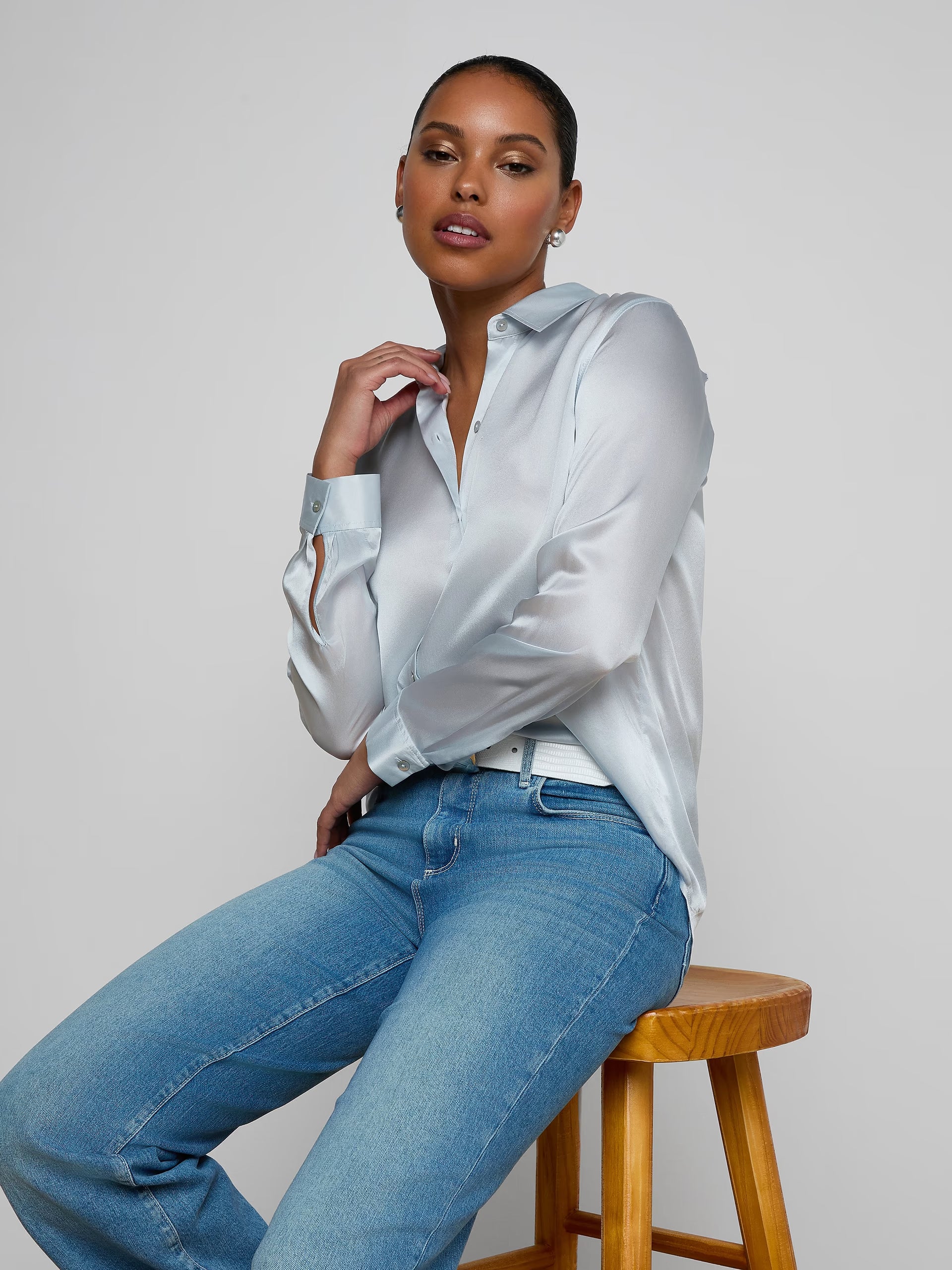 Blouse en soie Tyler L'Agence Bleu brume pâle