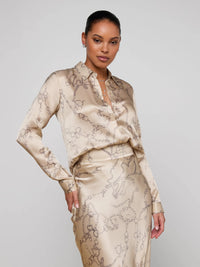 L'Agence Blouse en soie Tyler Multi doux macadamia Petite chaîne mors
