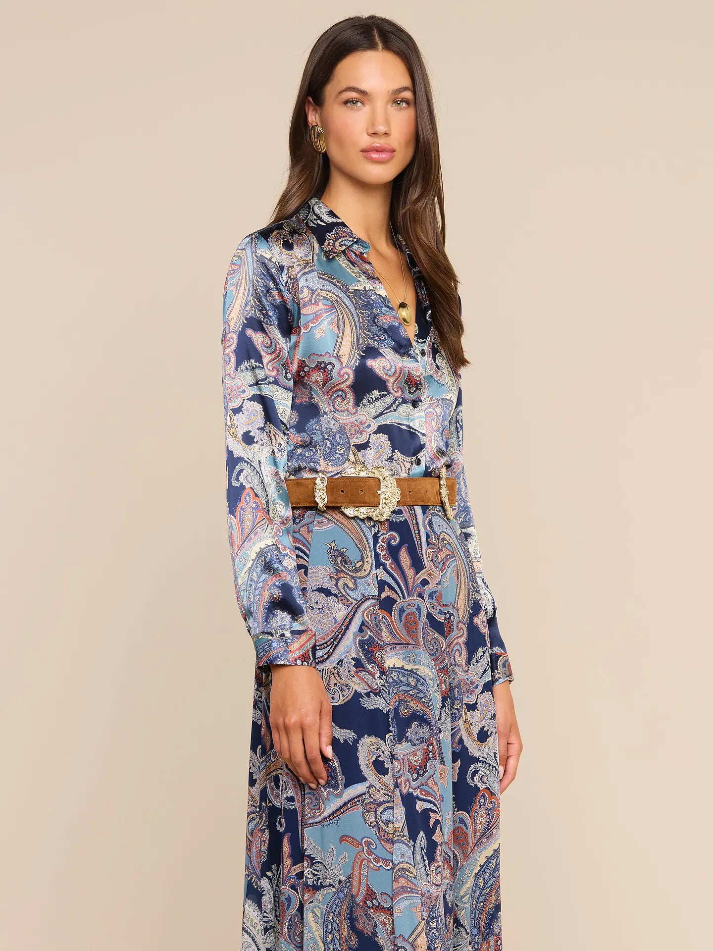 L'Agence Tyler Long-Sleeve Blouse - Midnight Multi Besarabian Paisley