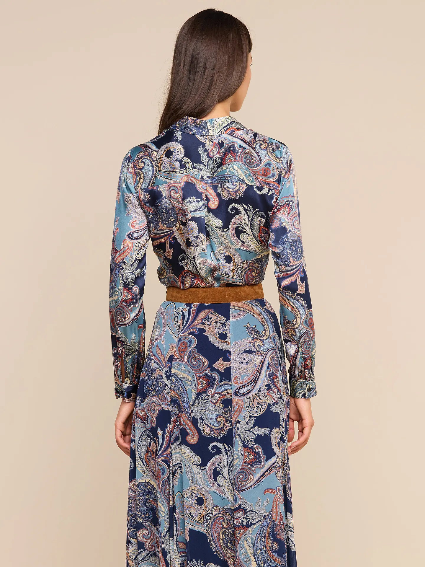 L'Agence Tyler Long-Sleeve Blouse - Midnight Multi Besarabian Paisley