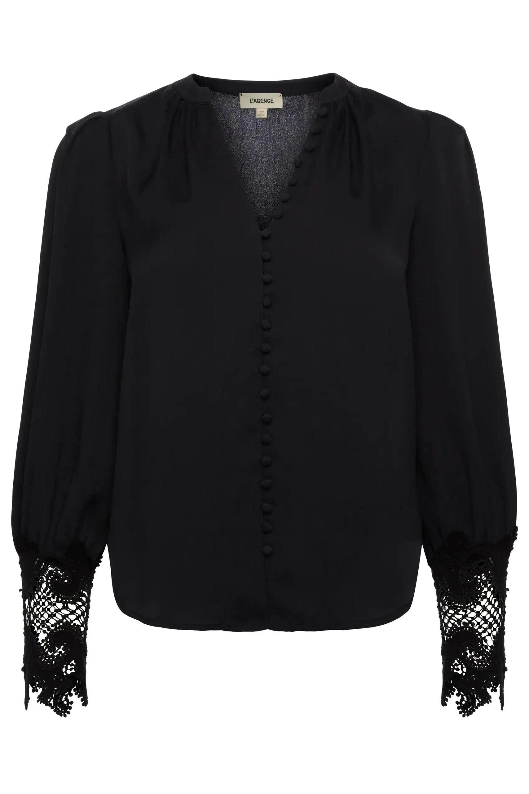 L'Agence Ava Lace Cuff Blouse Black
