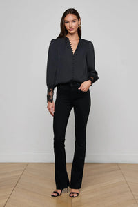 L'Agence Ava Lace Cuff Blouse Black