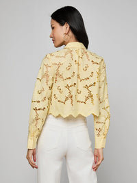 Blouse courte en broderie anglaise Seychelle L'Agence Sorbet citron