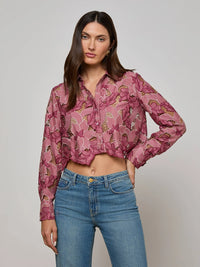 L'Agence Akemi Cropped Eyelet Blouse