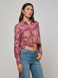 L'Agence Akemi Cropped Eyelet Blouse
