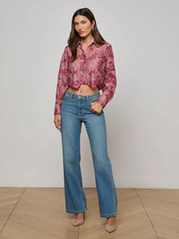 L'Agence Akemi Cropped Eyelet Blouse