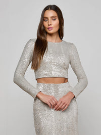 L'Agence Rogan Sequin Cropped Top