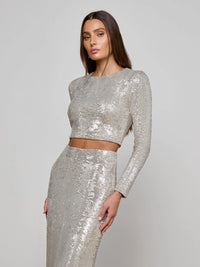 L'Agence Rogan Sequin Cropped Top
