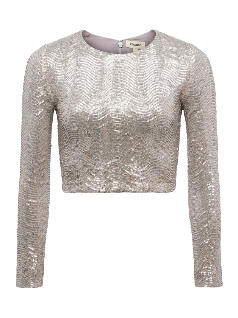 L'Agence Rogan Sequin Cropped Top