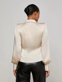 L'Agence Bernice Satin Wrap Blouse
