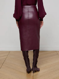 L'Agence Arlette Vegan Leather Midi Skirt