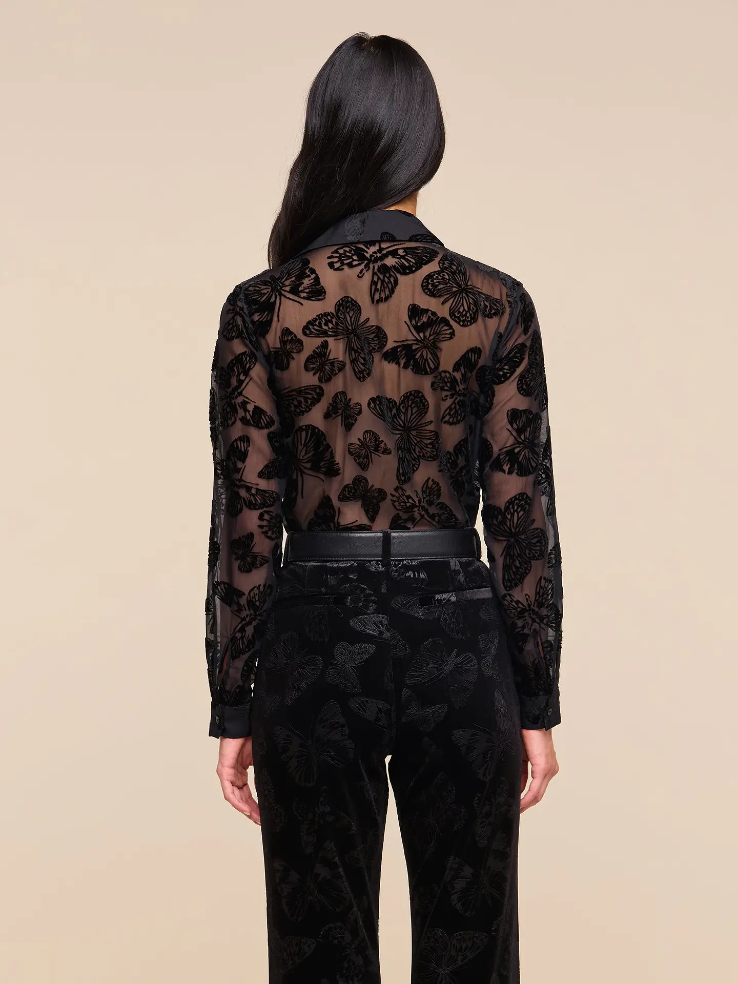 L'Agence Laurent Button-Up Blouse Black Butterfly