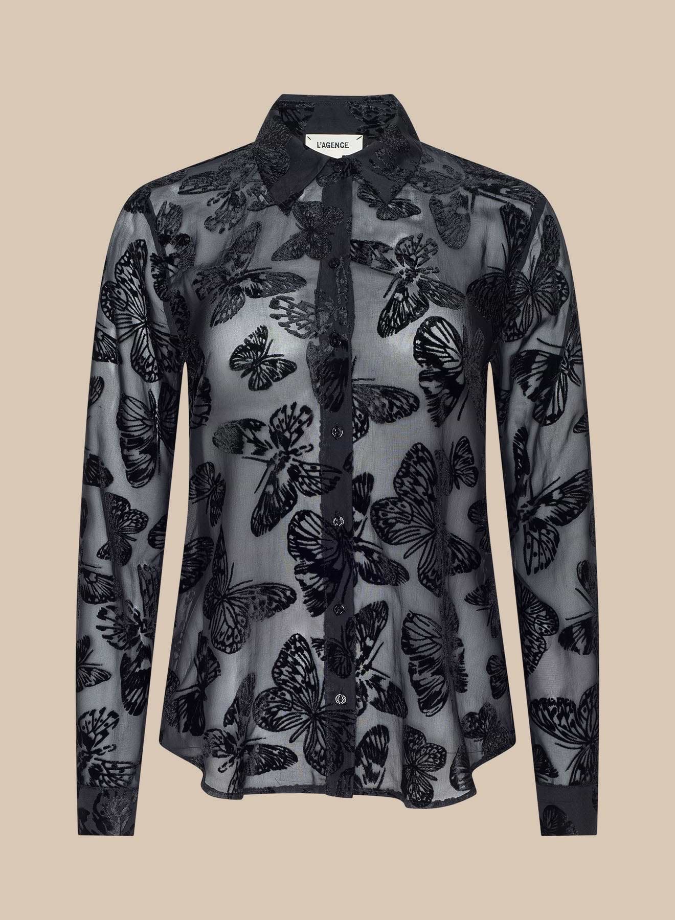 L'Agence Laurent Button-Up Blouse Black Butterfly