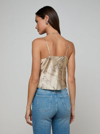 L'Agence Calista Silk Camisole Soft Macadamia Multi Small Horsebit Chain