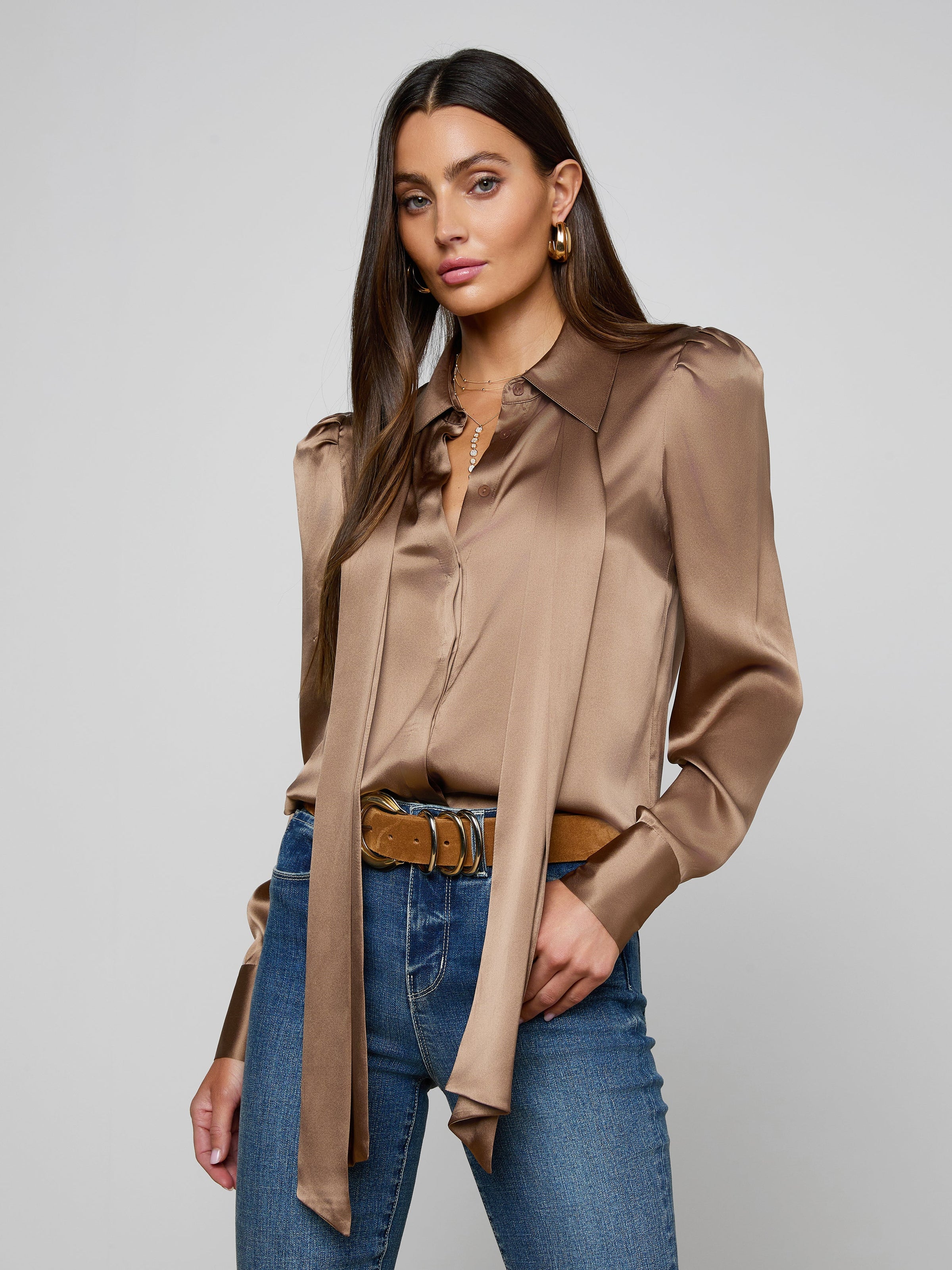 L'Agence Honey Silk Blouse