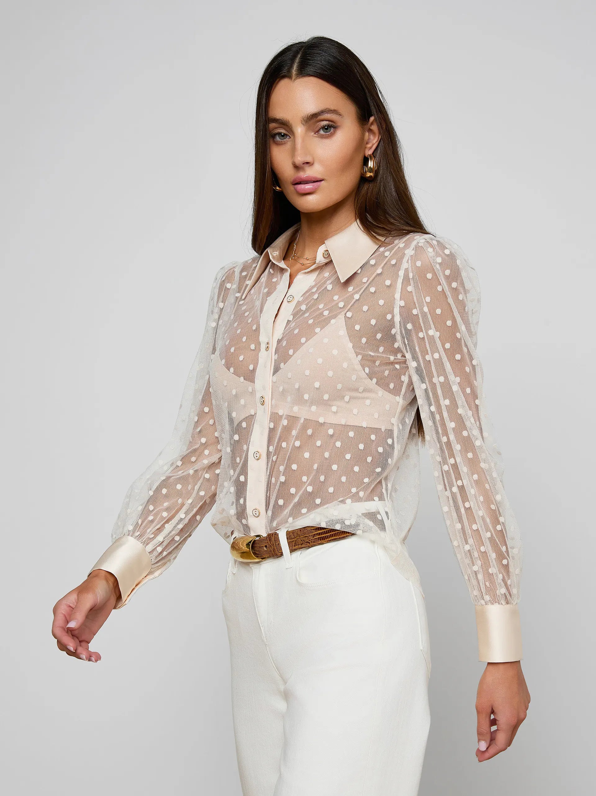 L'Agence Sophie Long-Sleeved Blouse Ecru