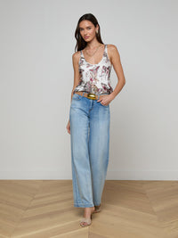 L'Agence Eddie Tank White Multi Small Butterfly Jungle