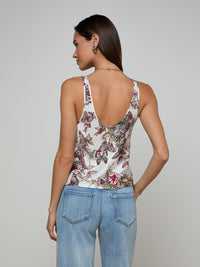 L'Agence Eddie Tank White Multi Small Butterfly Jungle