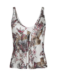 L'Agence Eddie Tank White Multi Small Butterfly Jungle