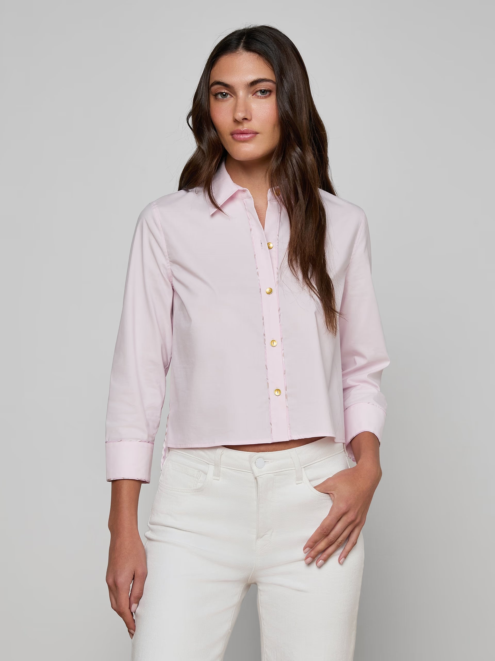 Chemise Fawn L'Agence Rose camée pâle Écharpe graphique chaîne