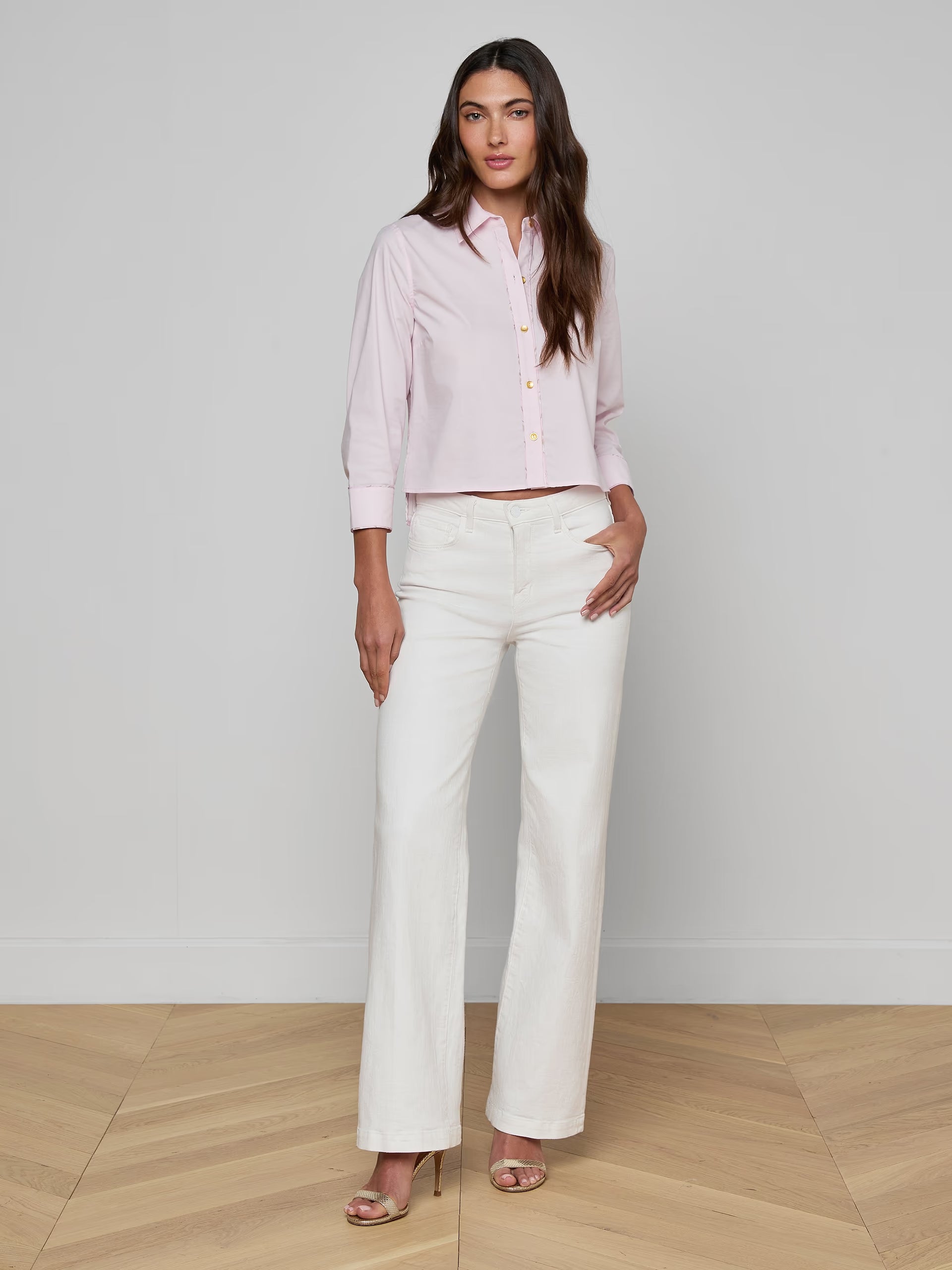 Chemise Fawn L'Agence Rose camée pâle Écharpe graphique chaîne