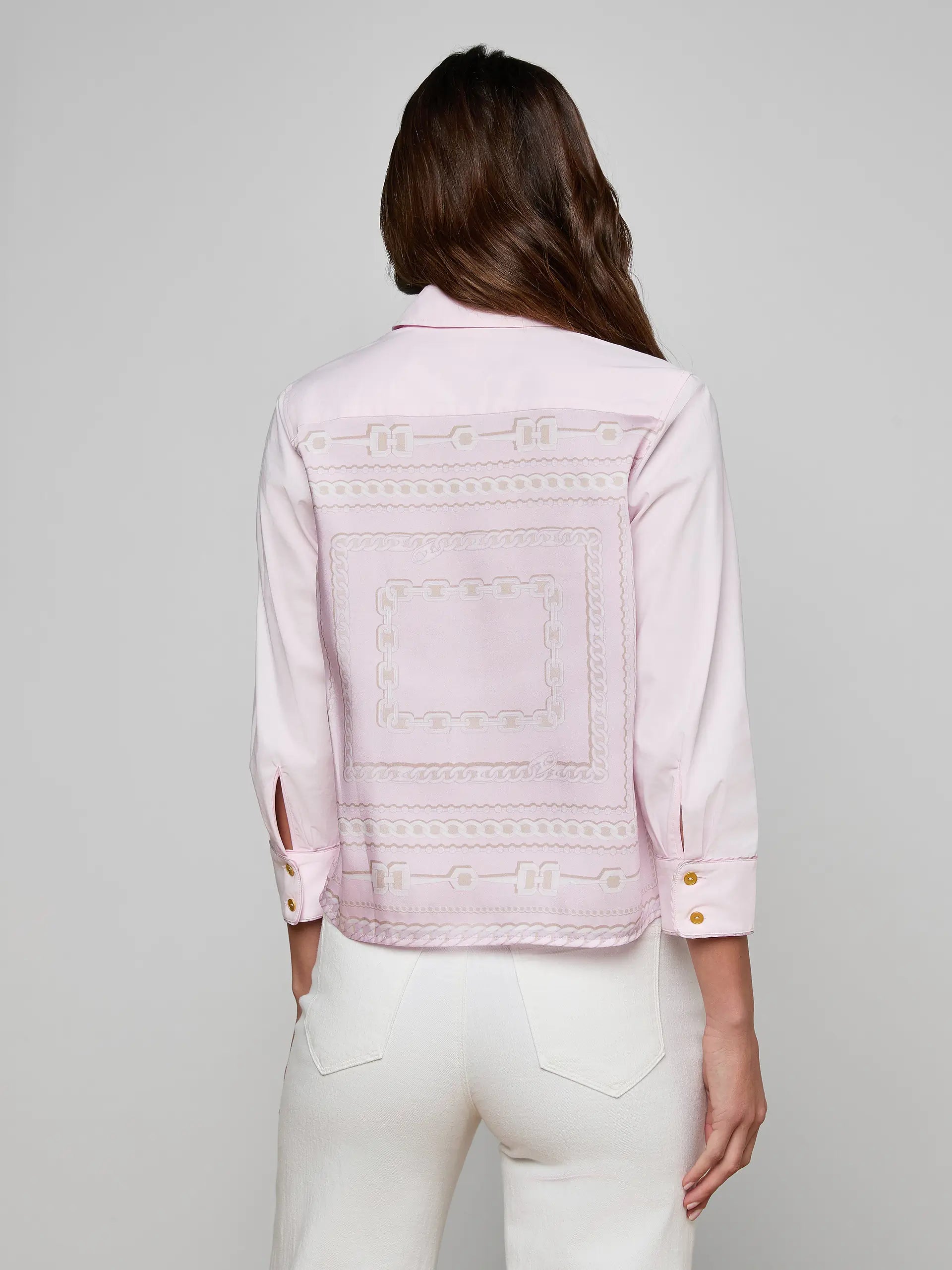 Chemise Fawn L'Agence Rose camée pâle Écharpe graphique chaîne