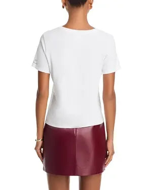 T-shirt raccourci Cinq A Sept Bonjour avec strass WGOB