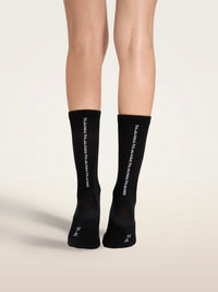 Chaussettes Wolford à logo et couture arrière blanches/noires