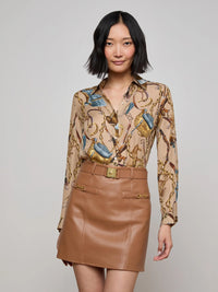 L'Agence Nina Equestrian Print Silk Blouse