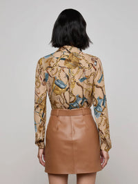 L'Agence Nina Equestrian Print Silk Blouse